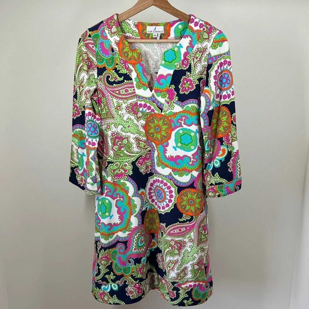 Jude Connally Colorful Paisley Print Dress women’s small - Picture 2 of 9